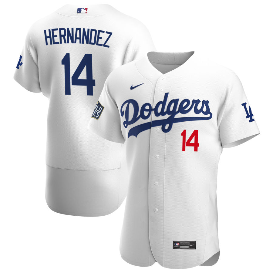 Los Angeles Dodgers #14 Enrique Hernandez Men Nike White Home 2020 World Series Champions Authentic Player MLB Jersey->los angeles dodgers->MLB Jersey